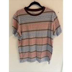 Original Use Men’s Medium Short Sleeve Argyle Print Crew Neck T Shirt Brown